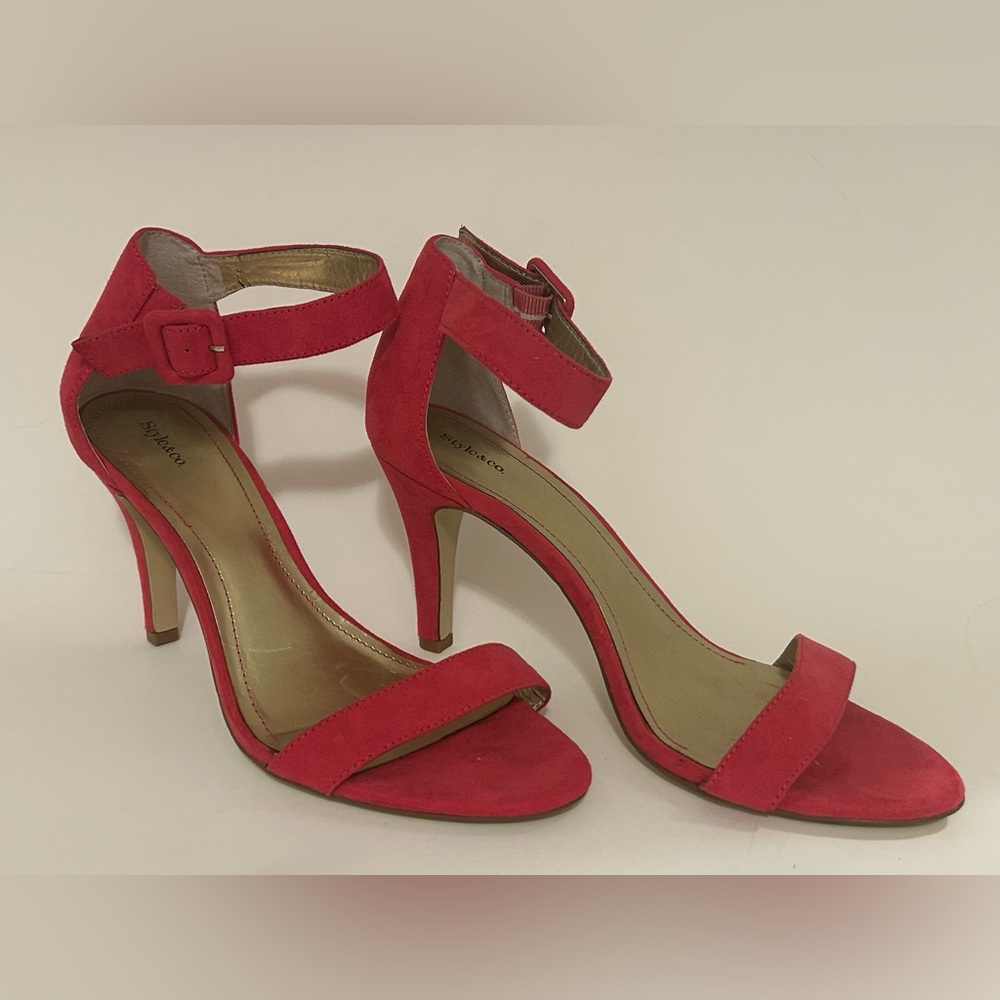 Style & Co Vibrant Pink Ankle Strap Heels Women’s Size 10